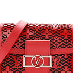 Patent Calfskin Monogram Lace Dauphine Mini Red