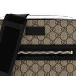 GG Supreme Monogram Flat Messenger Bag Beige Black New Acero