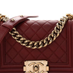 Lambskin Quilted Small Boy Flap Burgundy