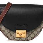 GG Supreme Monogram Calfskin Small Padlock Messenger Shoulder Bag Beige Black Cuir
