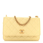 Lambskin Quilted Sweet Camellia Wallet on Chain WOC Yellow