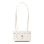 Shiny Caviar Preppy Coco Long Vanity With Strap White