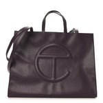 Vegan Leather Large Shopping Bag Eggplant