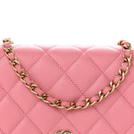 Caviar Quilted Wallet on Chain WOC Pink