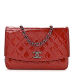 Patent Quilted Brilliant Wallet On Chain WOC Coral