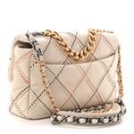 Lambskin Mixed Fibers Quilted Medium Chanel 19 Flap Beige