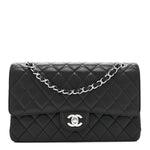 Caviar Quilted Medium Double Flap Black
