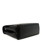 Calfskin Y Quilted Monogram Medium Loulou Chain Satchel Black