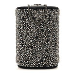 Crystal Calfskin Minaudiere Clutch Black