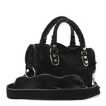Baby Daim Suede Gold Metallic Edge Hardware Mini City Black