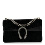 Velvet Skipper Crystal GG Monogram Small Dionysus Shoulder Bag Black Black Diamond