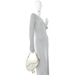 Grained Calfskin Saddle Bag White