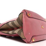 Grainy Calfskin House Check Medium Banner Tote Mauve Pink
