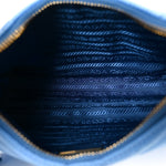 Re-Nylon Saffiano Stitched Mini Re-Edition 1995 Chaine Shoulder Bag Blue