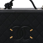 Caviar Quilted Large CC Filigree Vanity Case Black