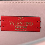 Pebble Calfskin Rockstud Side Slip Wristlet Clutch Water Rose