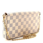 Damier Azur Pochette Felicie Chain Wallet Rose Ballerine