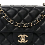 Lambskin Quilted Mini Rectangular Flap Black