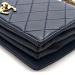 Lambskin Quilted Small Art Nouvelle Flap Bag Navy