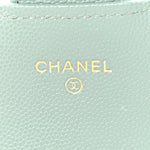 Caviar Quilted Phone Holder Wallet on Removable Chain Light Blue