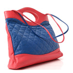Lambskin Quilted Large 31 Shopping Bag Blue Red