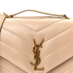 Calfskin Y Quilted Monogram Small Loulou Chain Satchel Dark Beige