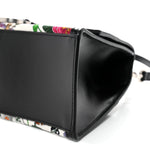 X GUCCI Canvas Boarded Plutone Calfskin Flora Logo Print Small Hourglass Top Handle Bag White Multicolor Black
