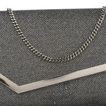 Glitter Fabric Erica Chain Clutch  Anthracite
