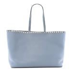 Grained Calfskin Rockstud Shoulder Tote Niagara