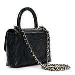 Caviar Quilted Coco Handle Clutch With Chain Black