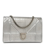 Metallic Patent Micro-Cannage Diorama Wallet on Chain Pouch Silver