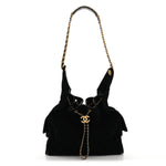 Suede Quilted Medium Chanel 25 Handbag Black