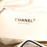 Braided Raffia Calfskin Quilted Small Chanel 25 Handbag White Black