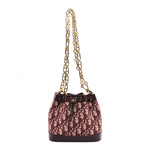Oblique Drawstring Chain Bucket Bag Burgundy
