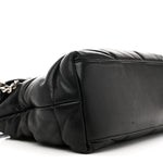 Lambskin Quilted Medium Loulou Puffer Monogram Chain Satchel Black