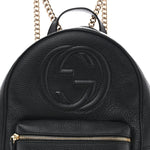 Pebbled Calfskin Soho Chain Backpack Black