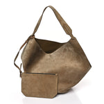 Suede Calfskin Medium Lotus Tote Mud