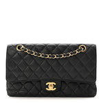 Caviar Quilted Medium Double Flap Black