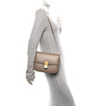 Liege Calfskin Medium Classic Box Flap Bag Taupe