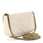 Calfskin Matelasse Super Mini GG Marmont Shoulder Bag White