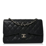Caviar Quilted Jumbo Double Flap Black