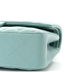 Caviar Quilted Medium Double Flap Light Blue
