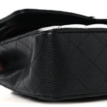 Caviar Quilted Medium Double Flap Black