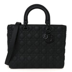 Ultra Matte Calfskin Cannage Large Lady Dior Black