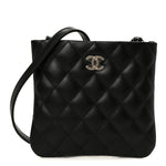 Lambskin Quilted Uniform Crossbody Bag Black