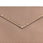 Vitello Medium Rockstud Envelope Flat Wristlet Pouch Poudre