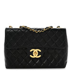 Lambskin Quilted XL Jumbo Single Flap Black