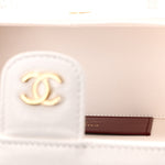 Shiny Caviar Preppy Coco Long Vanity With Strap White