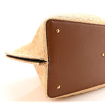 Raffia Calfskin Medium Rockstud Vlogo Tote Naturale