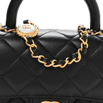 Lambskin Quilted Bijoux Chain Mini Top Handle Flap Black